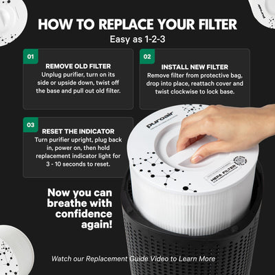 PuroAir filter in a bedroom scene illustrating cleaner air for sleep