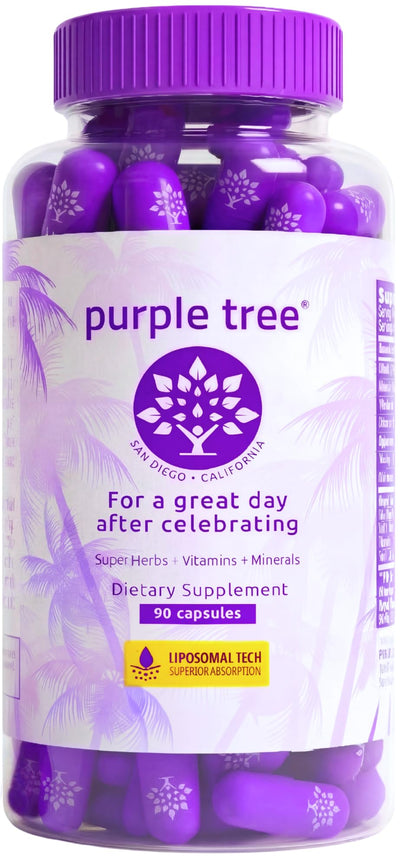 purple tree front bottle showing branding and pill count for easy identification
