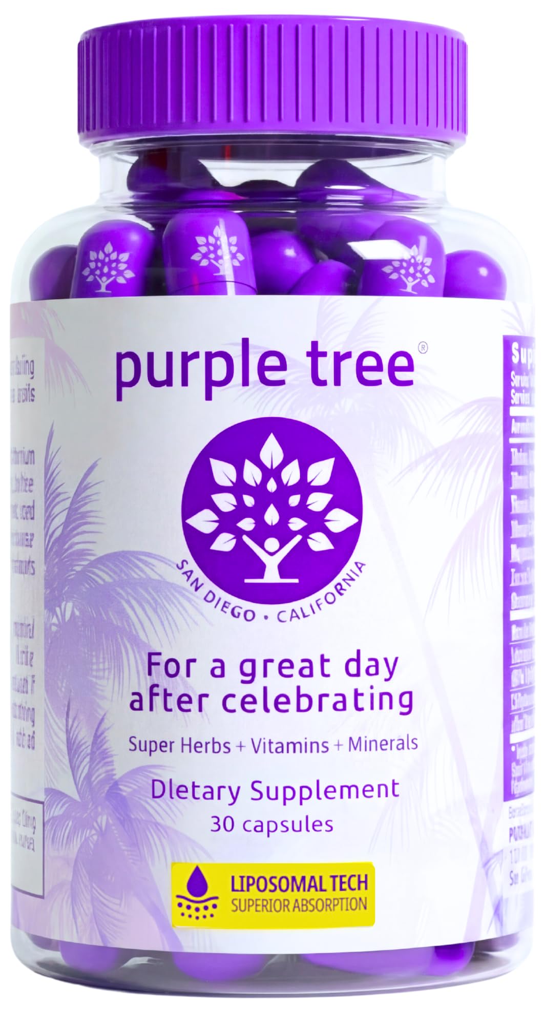 purple tree envase frontal mostrando diseño y cantidad, confianza de marca