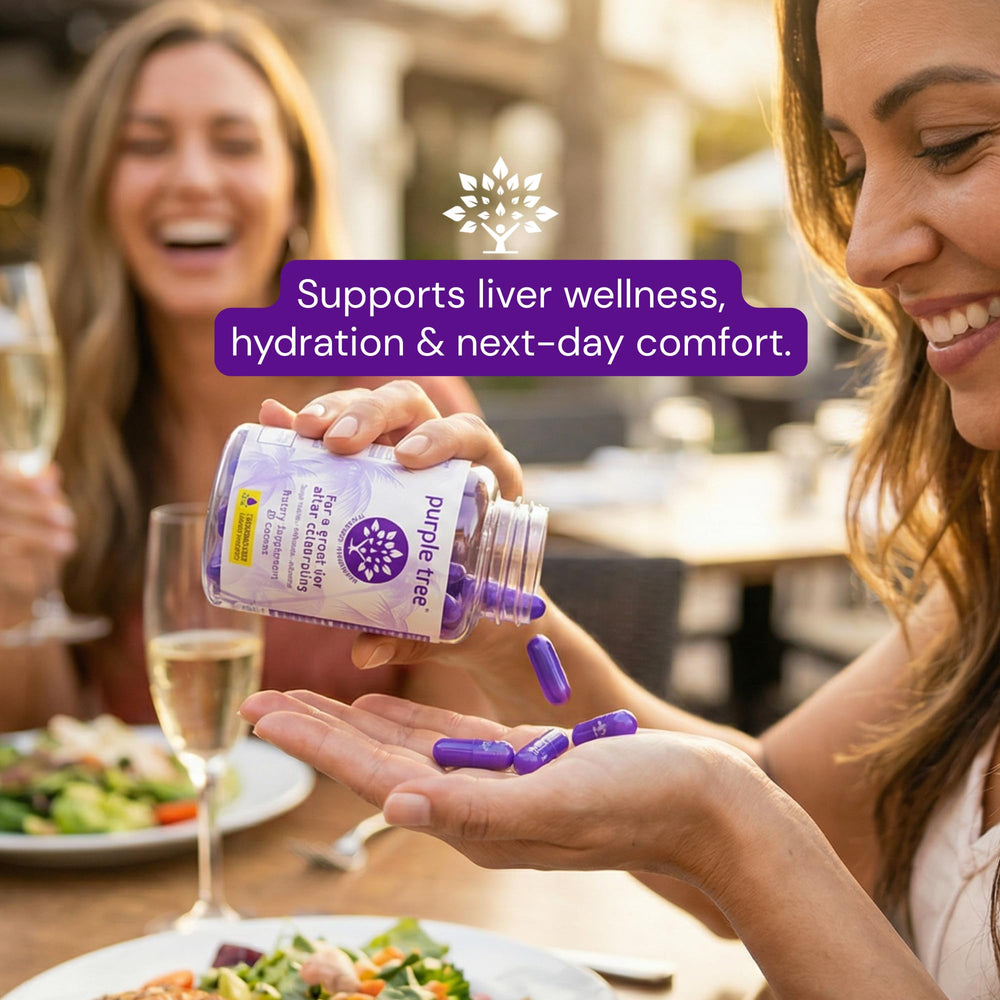purple tree etiqueta con lista de ingredientes clave y beneficios claros