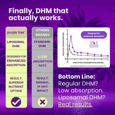 purple tree single pill in hand demonstrating size and portability for on-the-go benefit