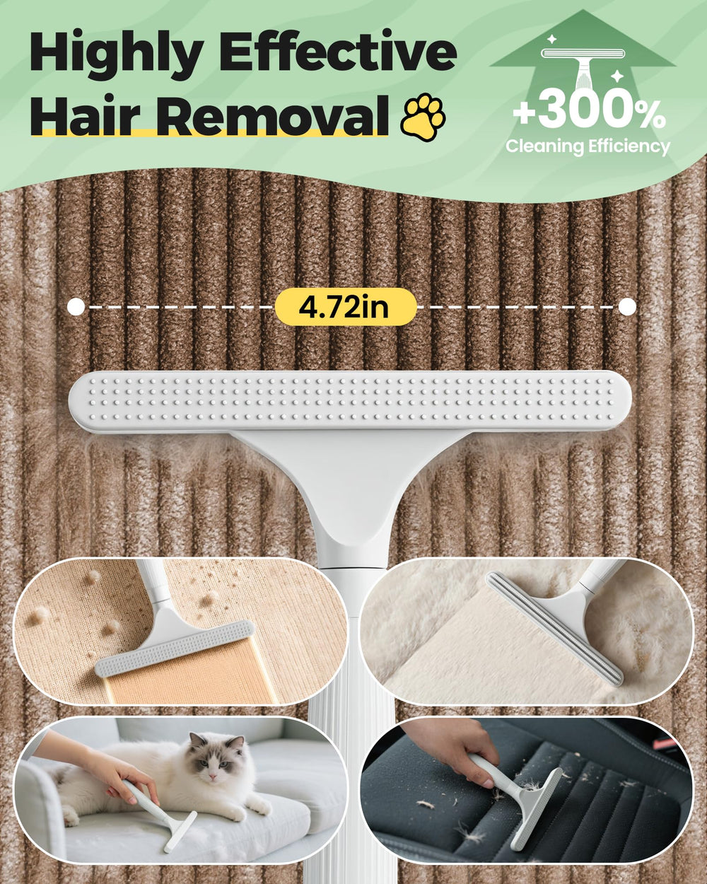 PWBSLAI rascador limpiando esquina que facilita remover pelo en zonas difíciles