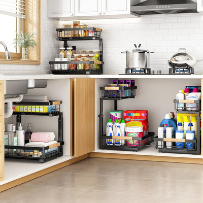 PXRACK en cocina organizada, optimiza espacio en armario y accesibilidad