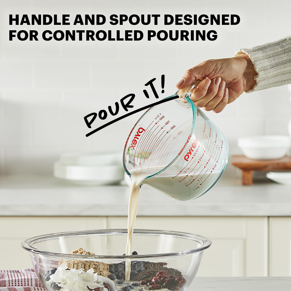 Pyrex 1-cup melting butter in microwave demonstrating heat-safe convenience