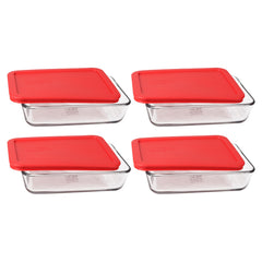 Pyrex envase frontal con tapa roja mostrando cierre seguro y facilidad de identificación