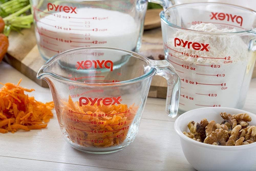 Pyrex marcas rojas visibles para mediciones rápidas y precisas