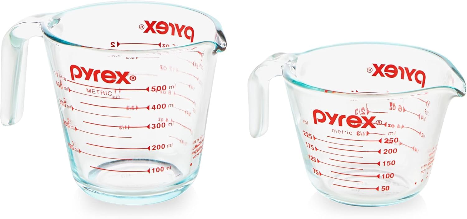 Pyrex jarras frontales 1 y 2 tazas mostrando diseño y usabilidad