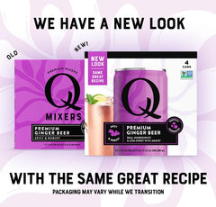 Q MIXERS detalle de etiqueta resaltando ingredientes reales y calidad