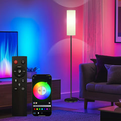 Qaubauyt lámpara de pie frontal mostrando iluminación neutra y diseño elegante