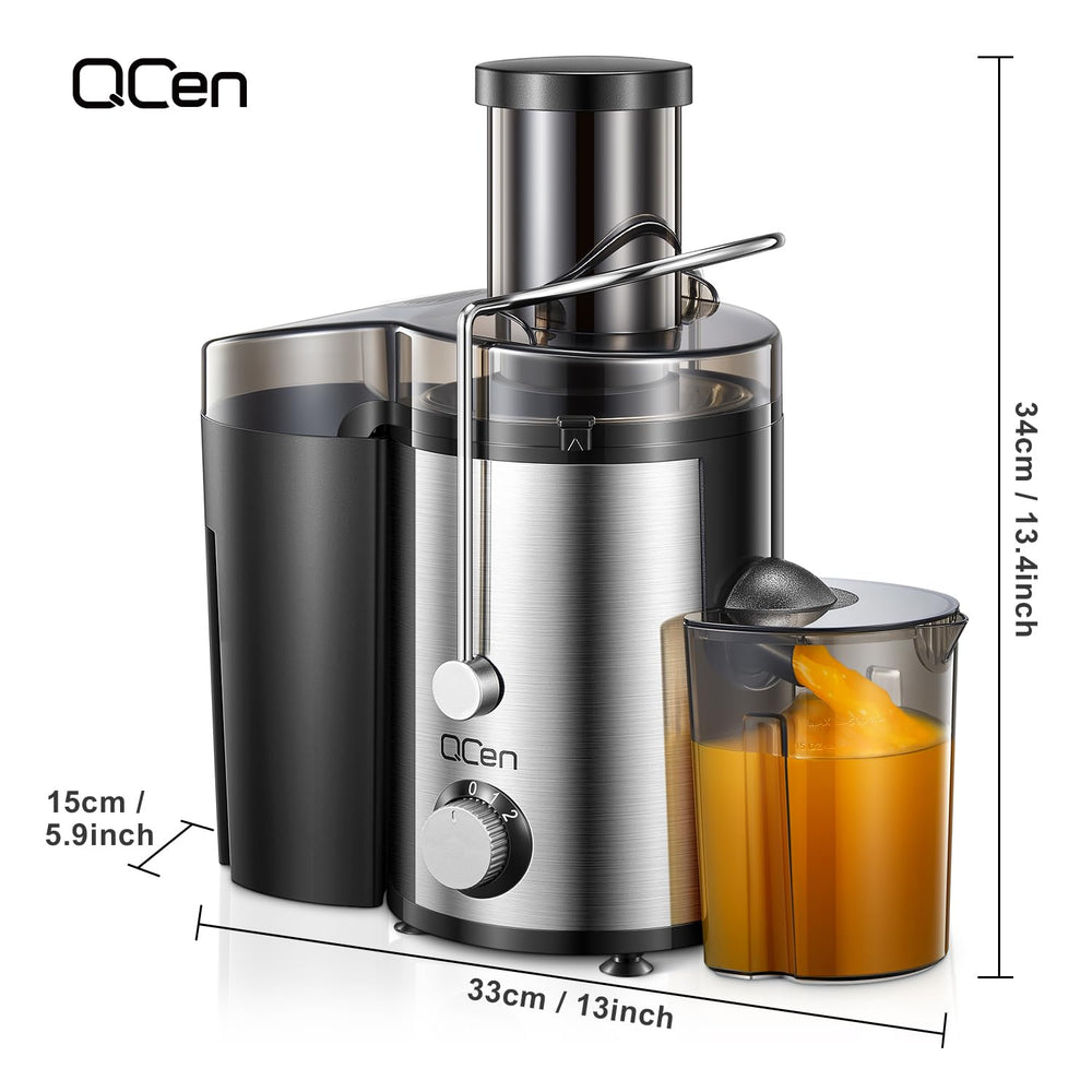 QCen máquina junto a una manzana para comparar tamaño y capacidad