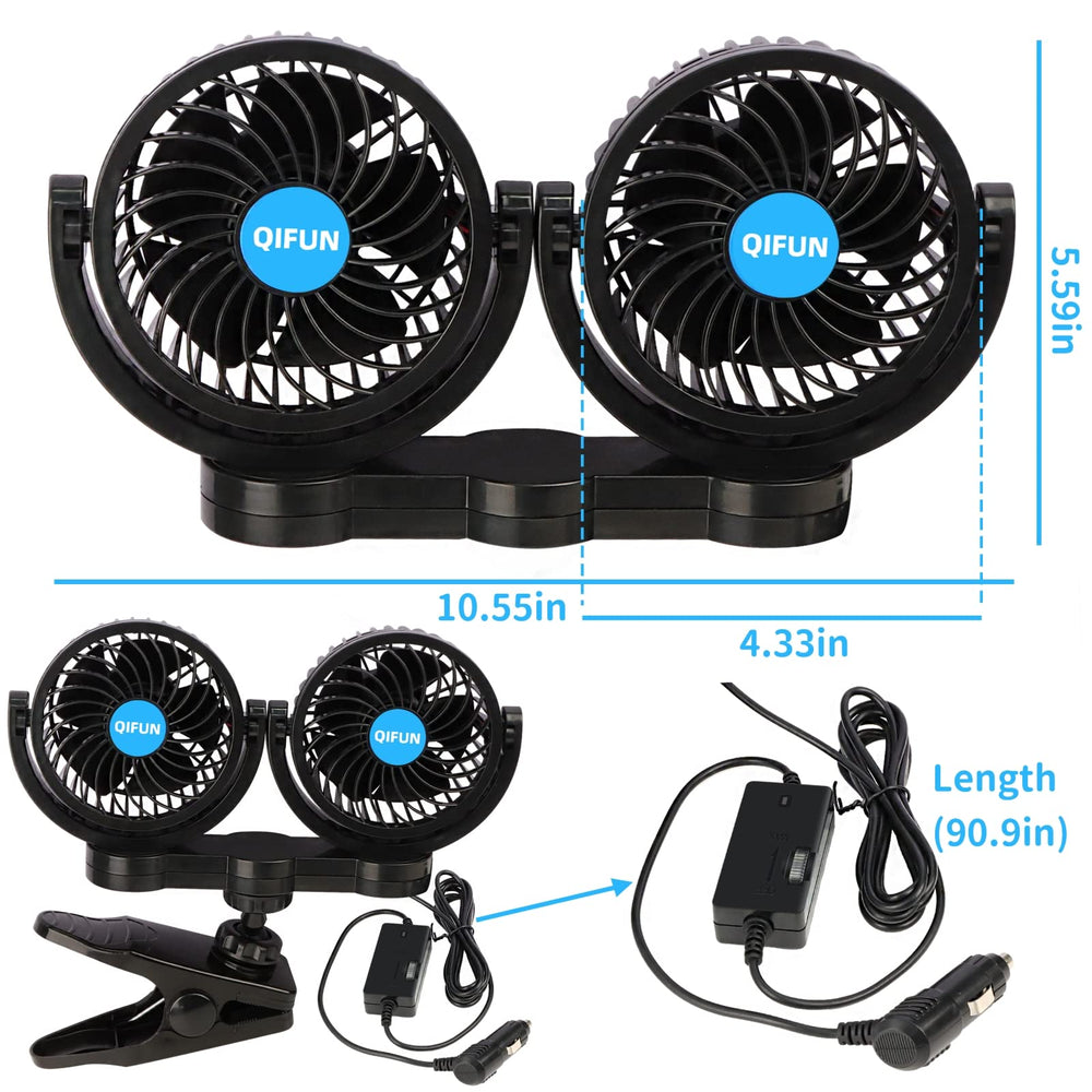 QIFUN tamaño del ventilador comparado con una mano demuestra portabilidad
