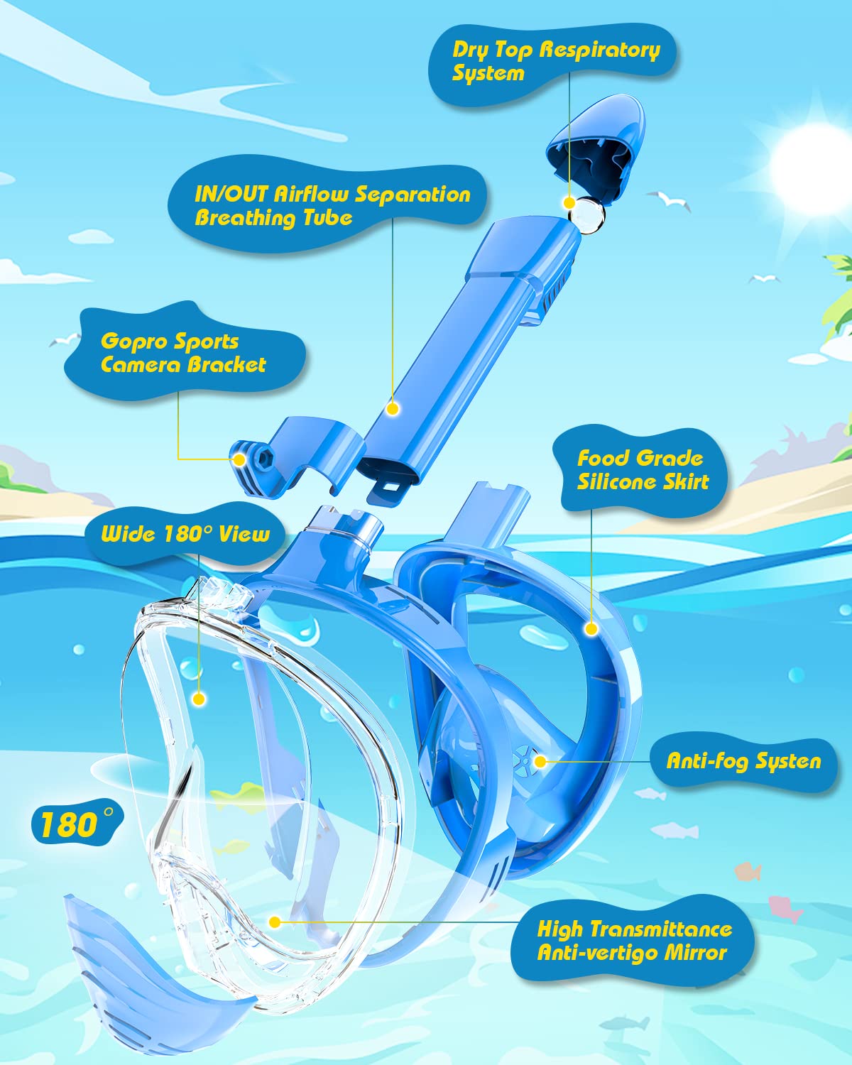 QingSong niño usando la máscara en piscina con ajuste seguro