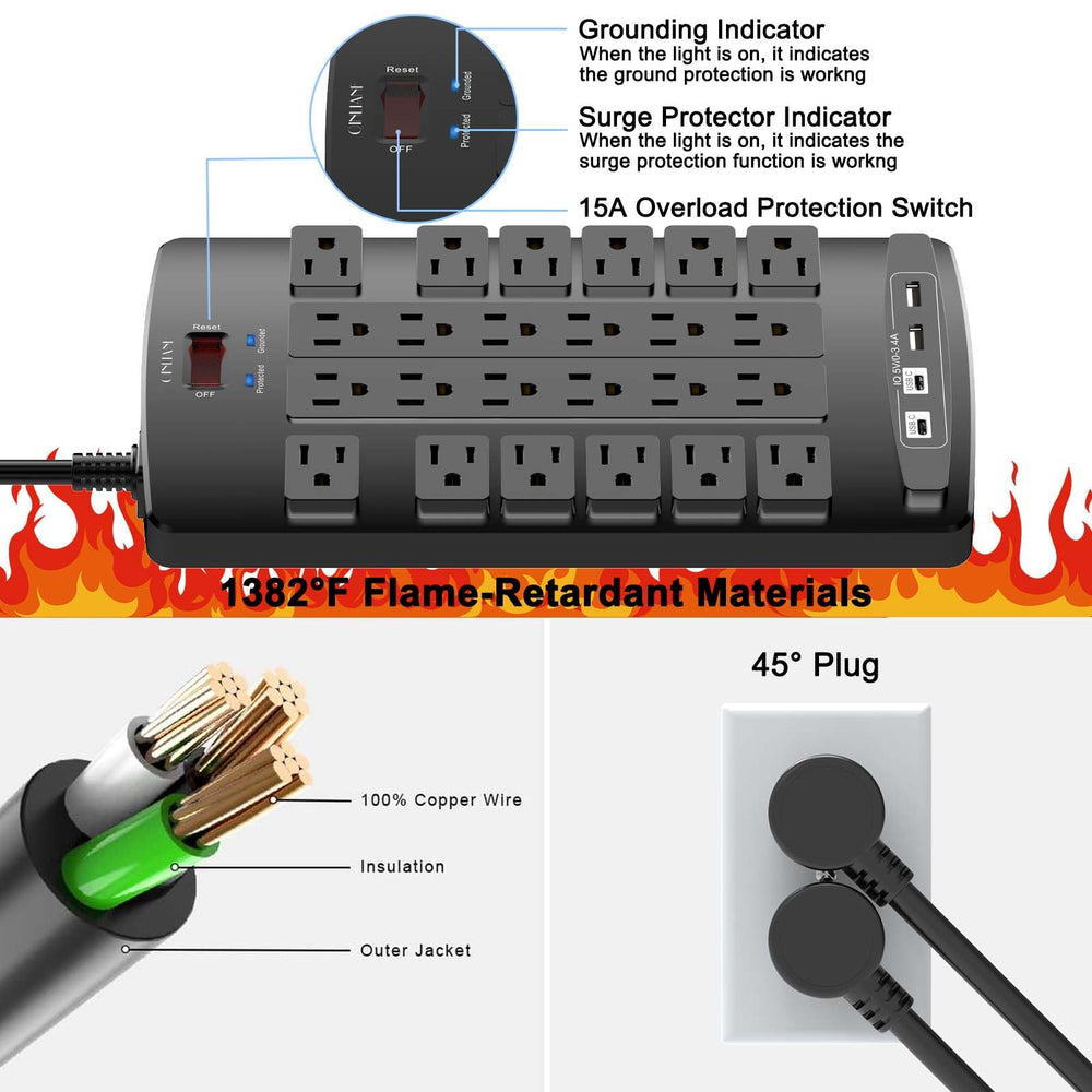 QINLIANF regleta en escritorio gamer conectando monitor consola y cargadores
