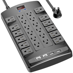 QINLIANF vista frontal con 24 enchufes y 4 puertos USB mostrando capacidad
