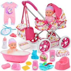 Qirptey carrito frontal mostrando capota y bolsa, facilita almacenamiento