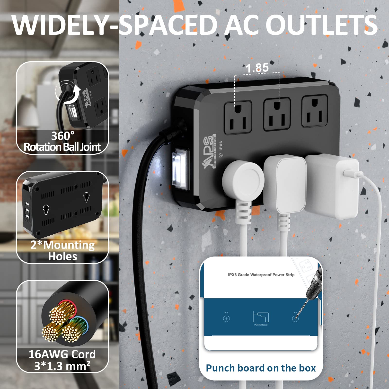 Qiyuan vista del cable 6FT y conector robusto para alcance en exteriores