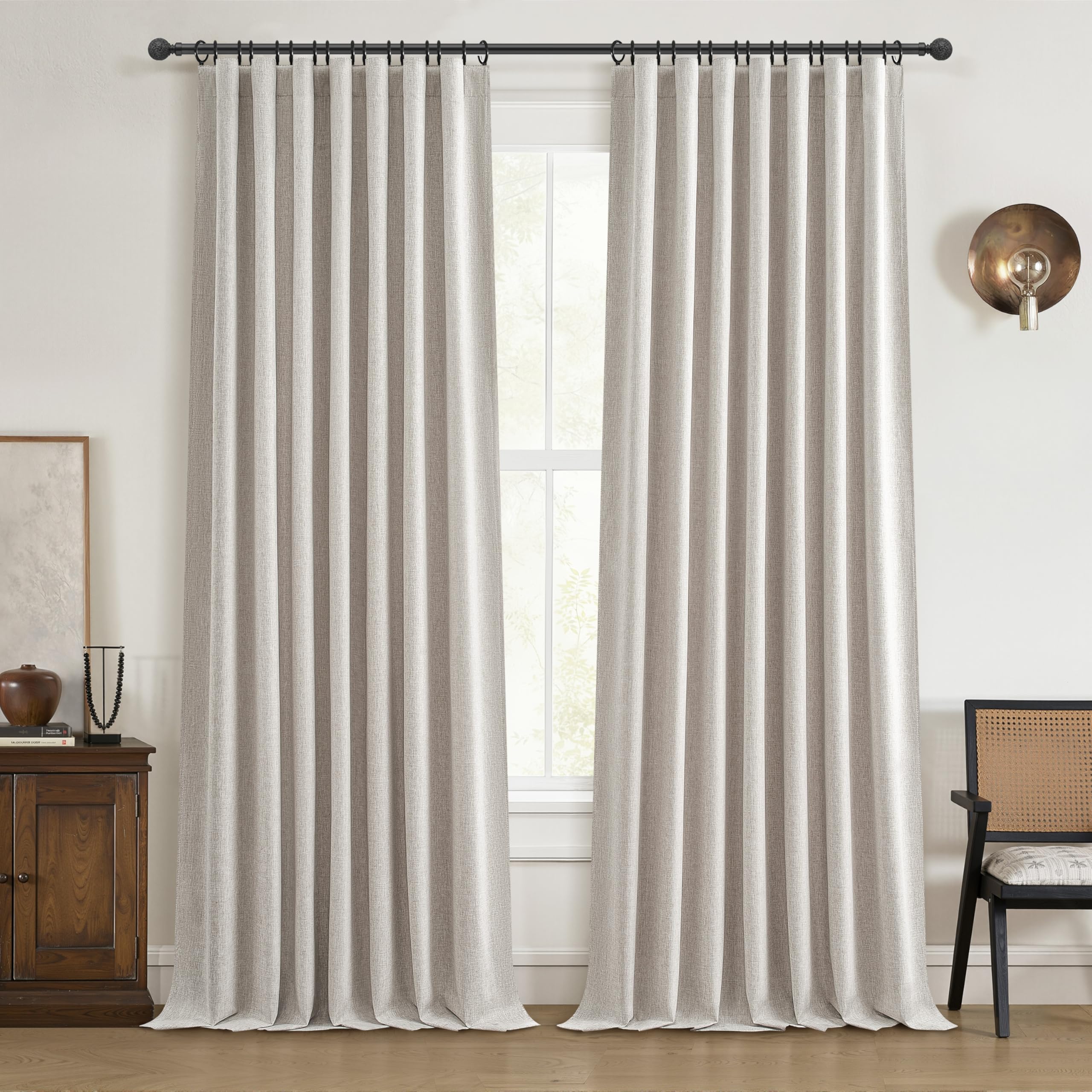 QJmydeco cortina estilo farmhouse en sala aportando calidez y neutralidad