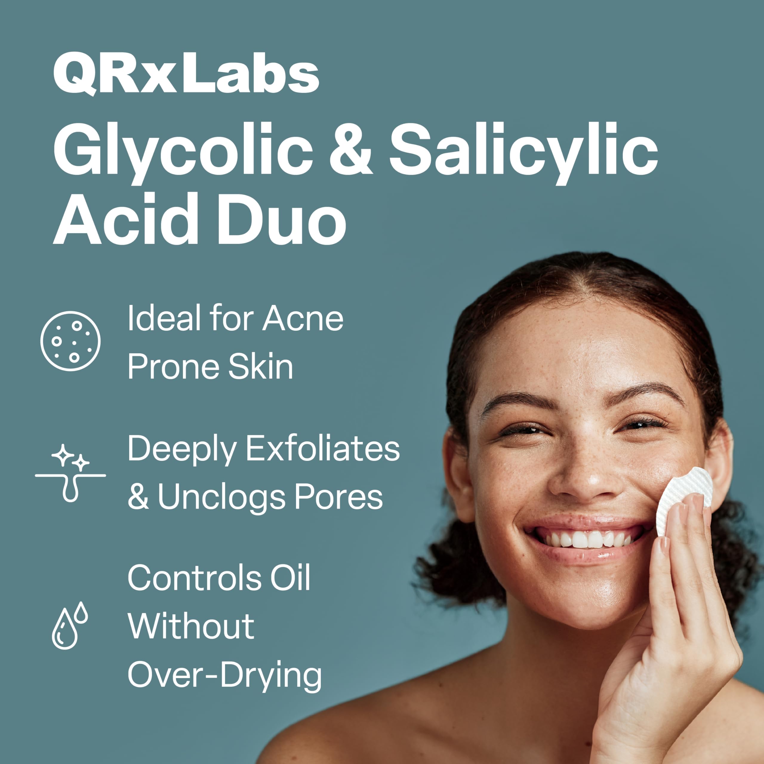 QRxLabs textura de la toallita no tejida para exfoliación suave y aplicación fácil