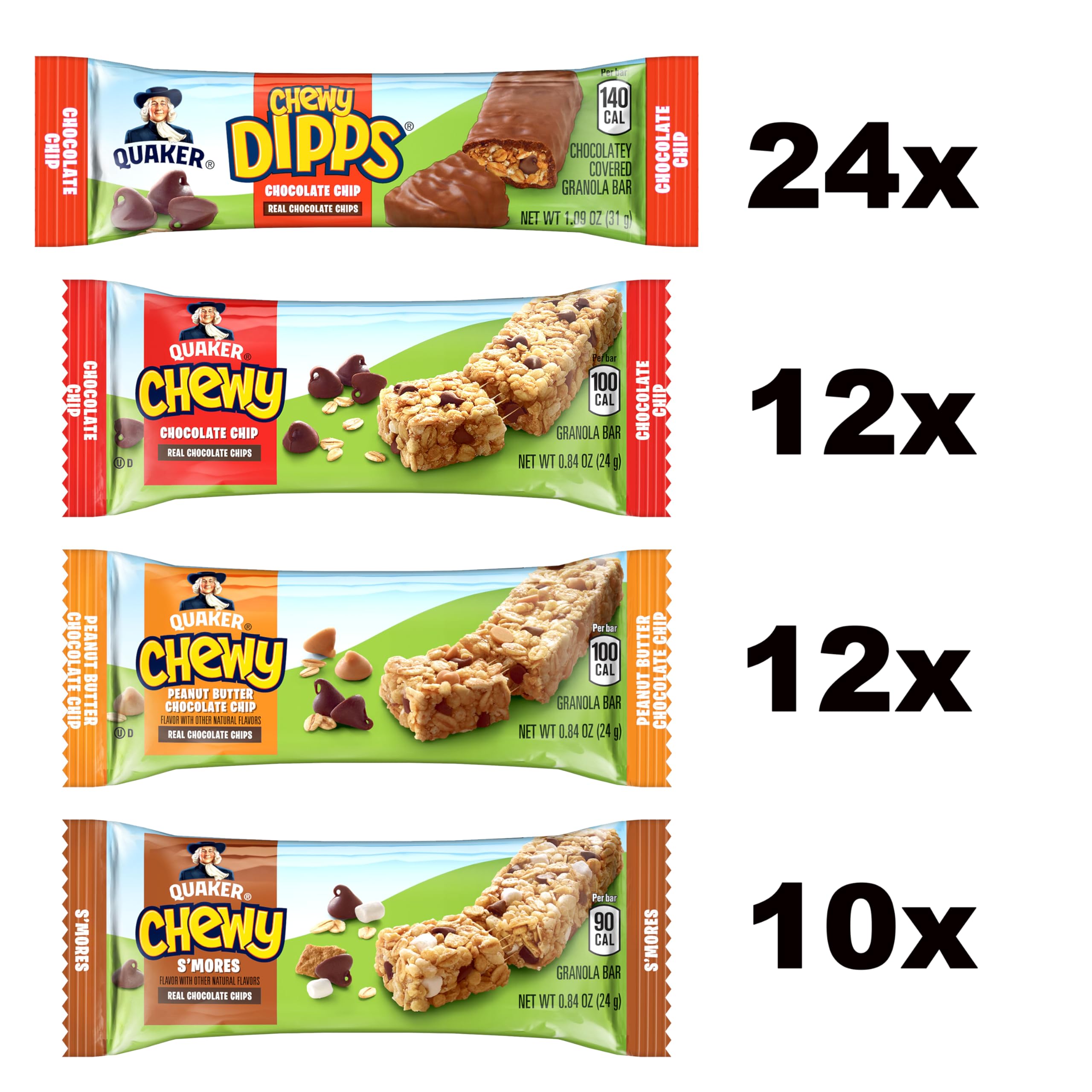 Quaker Chewy Dipps detalle de la cubierta de chocolate para un bocado sabroso