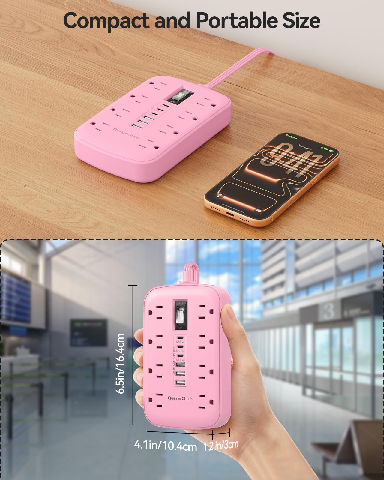 QuasarCheuk regleta en dormitorio kawaii con objetos rosas, combina estética y función