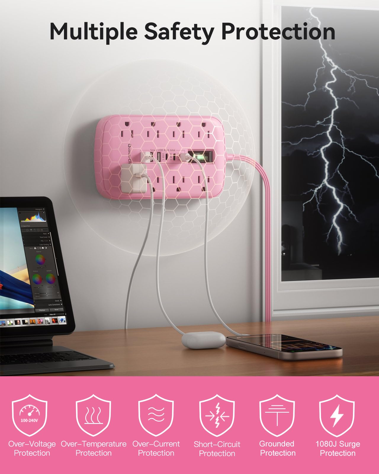 QuasarCheuk regleta montada detrás de TV, instalación segura y discreta en pared