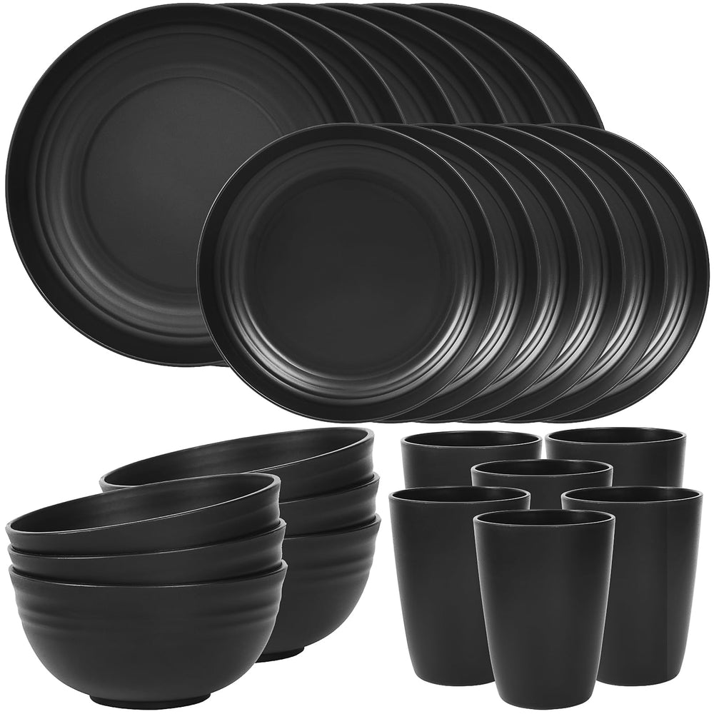 Quatish vista frontal del set negro, elegante y resistente
