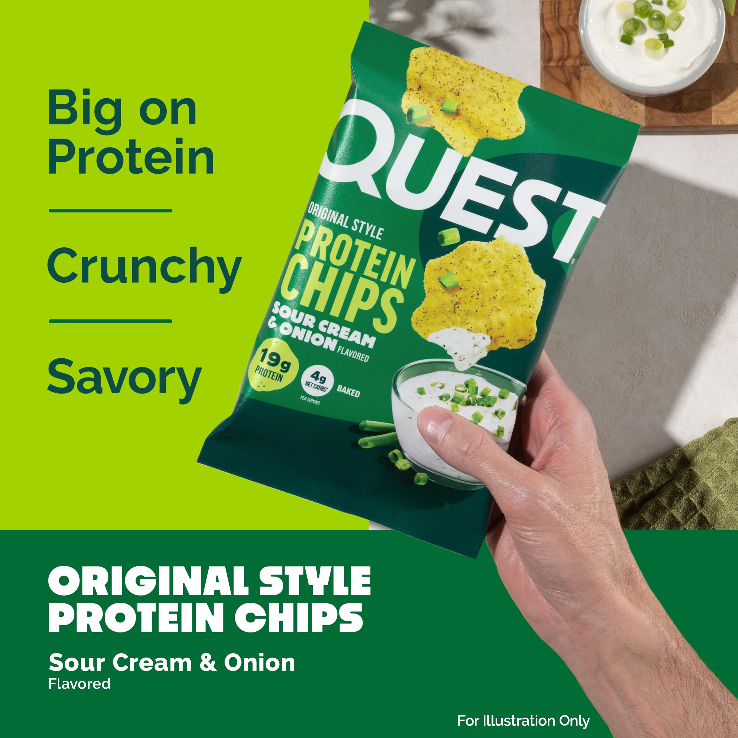 Quest chips en bol listos para comer, ideal como snack alto en proteína