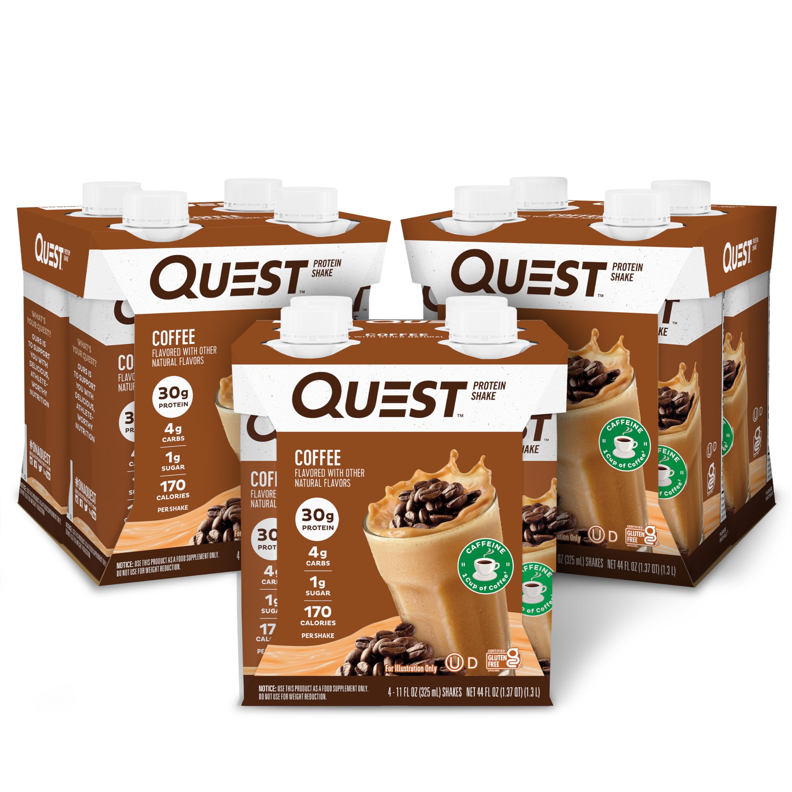 Quest botella frente mostrando el diseño y beneficio de proteína alta