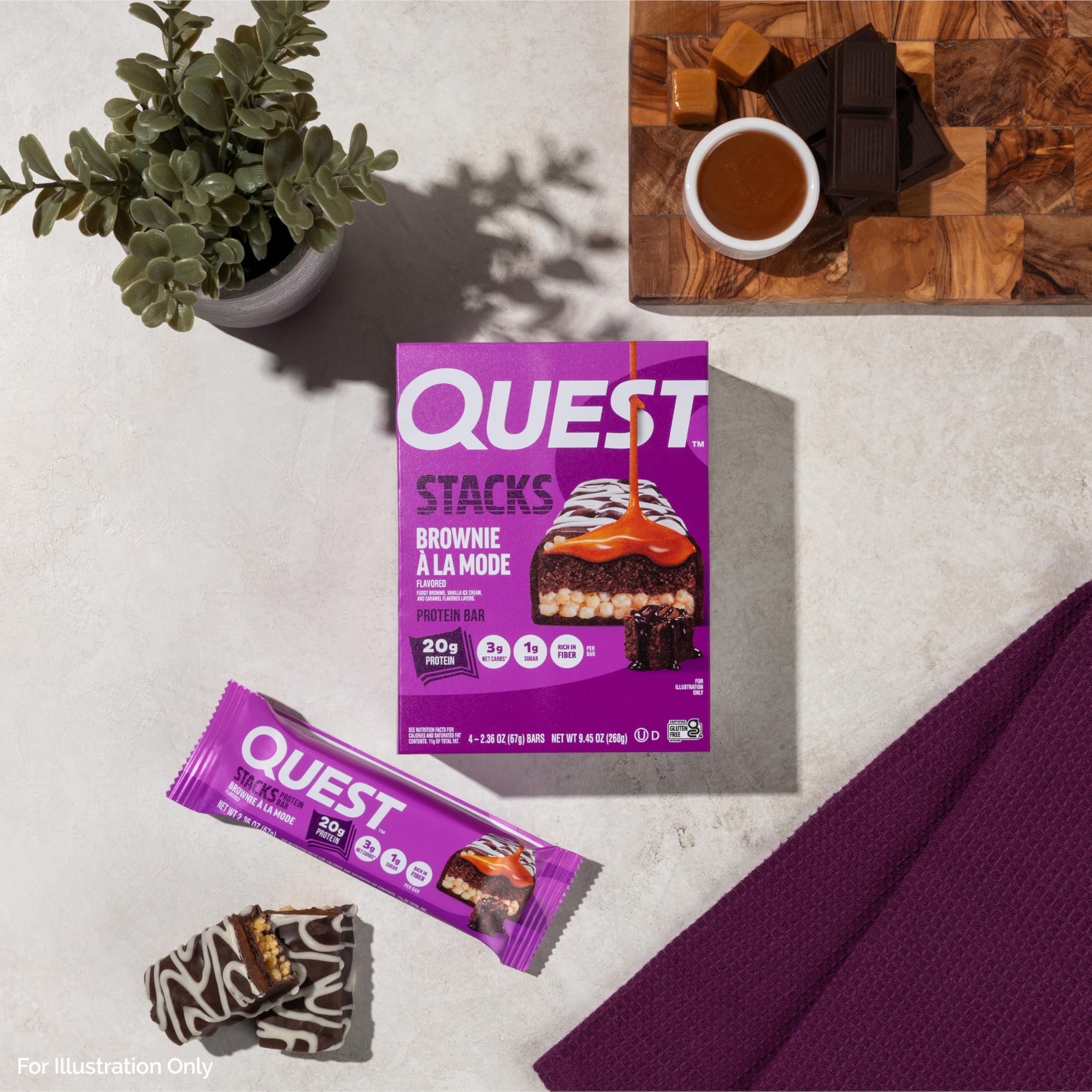 Quest barra junto a una regla para comparar tamaño y porciones prácticas