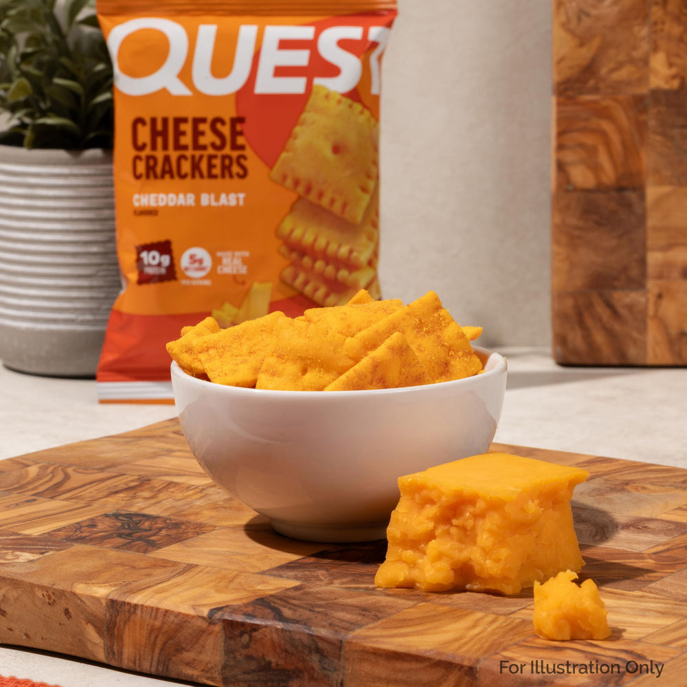 Quest acercamiento a ingredientes con queso real visible, sabor auténtico