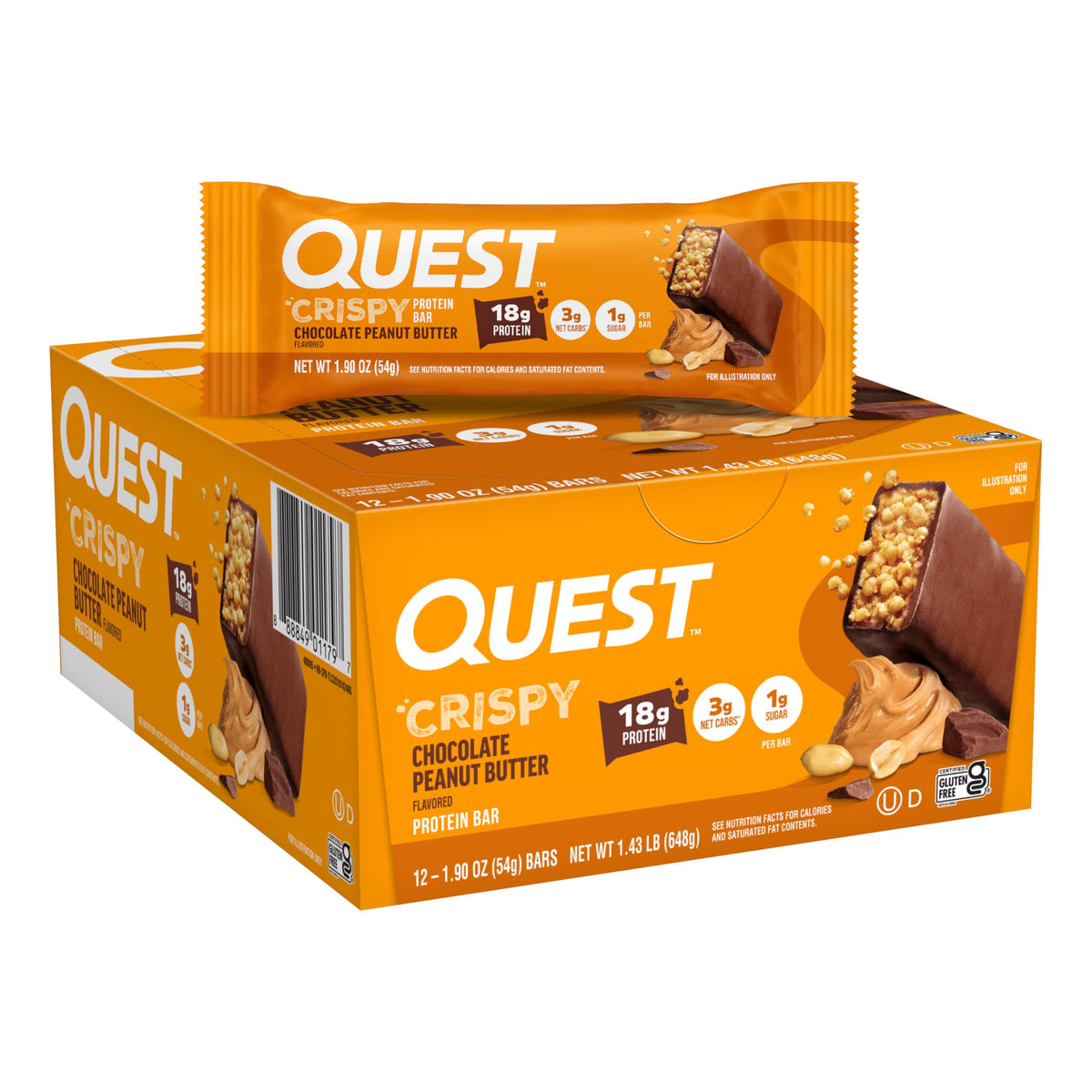 Quest empaque frontal de cajas de 12 barras, práctico para almacenar