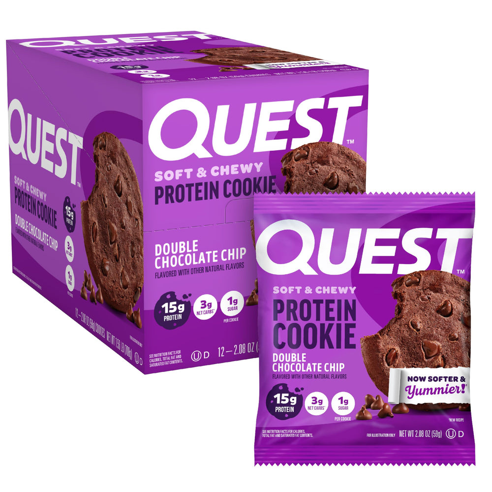 Quest front packaging showing 12-count carton and product benefit