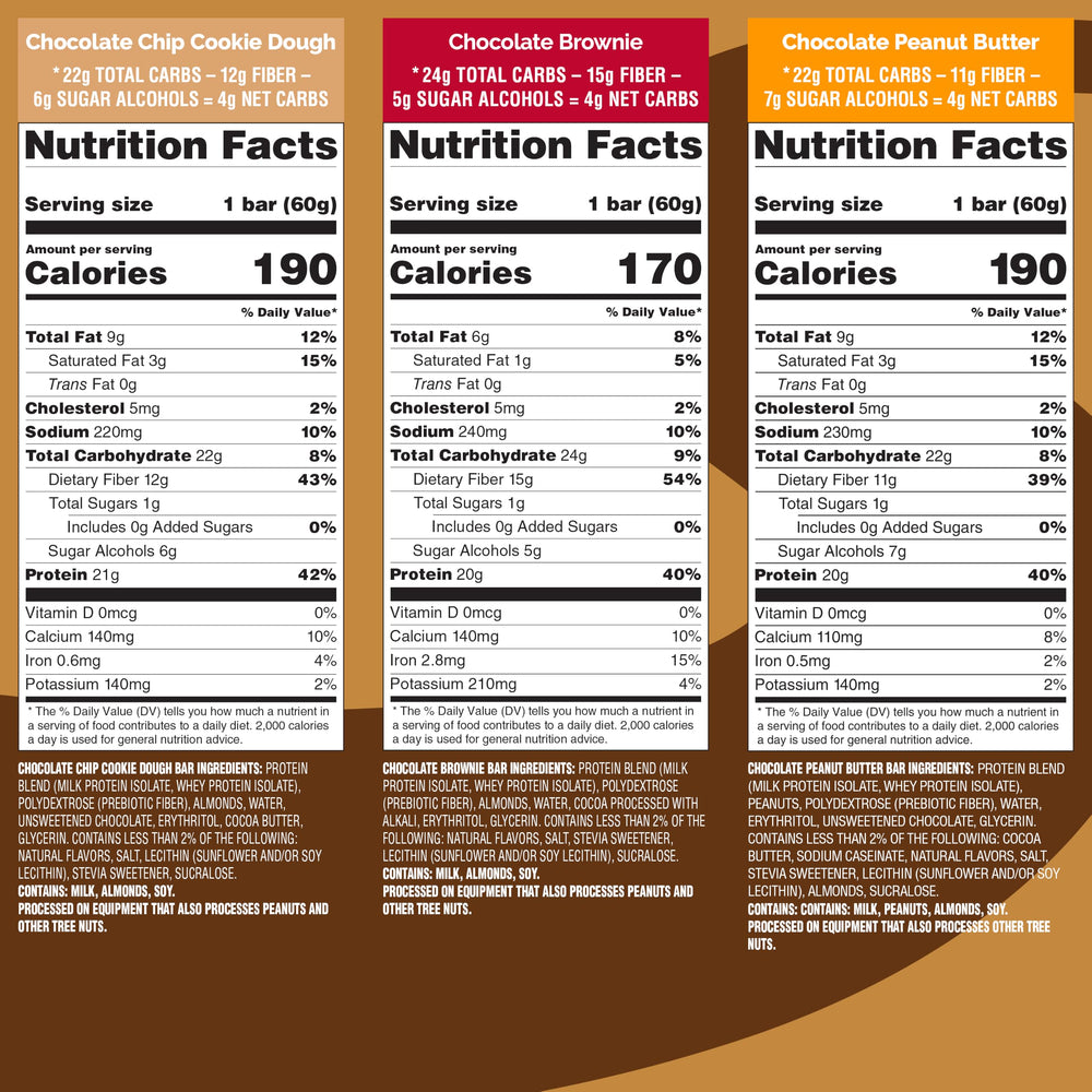 Quest etiqueta nutricional destacando proteínas y bajos carbohidratos