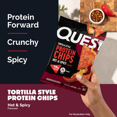 Quest chip close-up showing crunchy baked texture and seasoning for satisfying bite