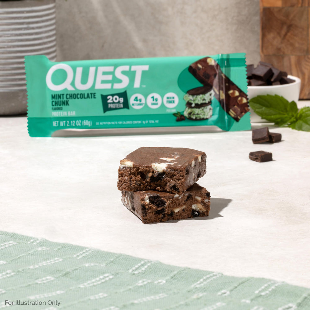 Quest caja abierta con 12 barras envueltas, opción conveniente para almacenamiento