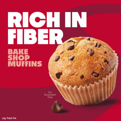 Quest muffin chips de chocolate enfocados resaltando sabor intenso