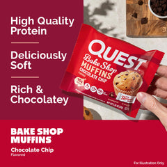 Quest muffin porción en mano listo para llevar y consumir