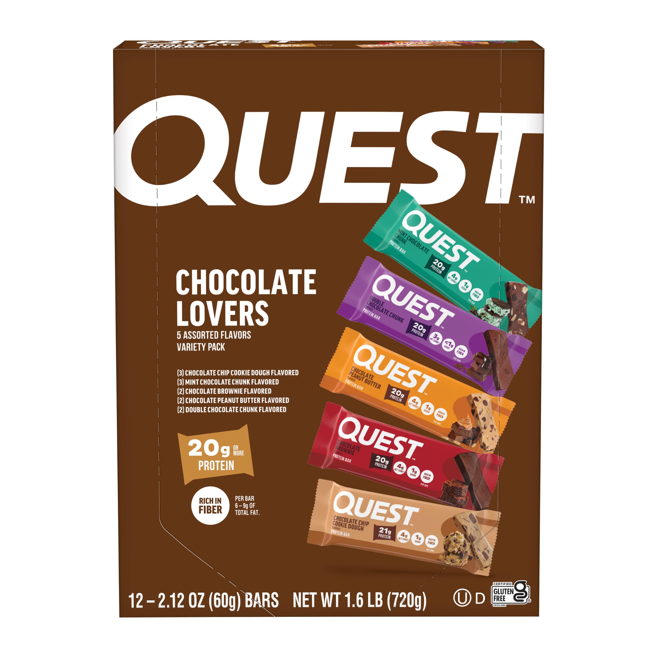 Quest packaging frontal mostrando variedad y conveniencia