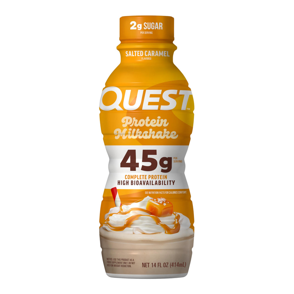 Quest nutrition label close view showing 45g protein and low sugar facts