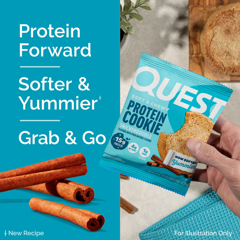 Galleta Quest snickerdoodle envuelta individualmente lista para llevar y conservar frescura
