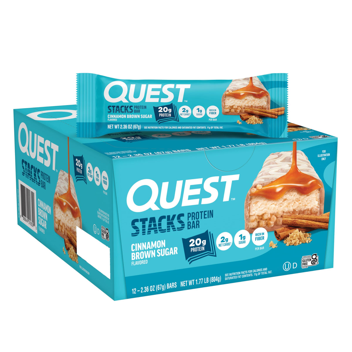 Quest caja frontal mostrando 12 barras y diseño atractivo