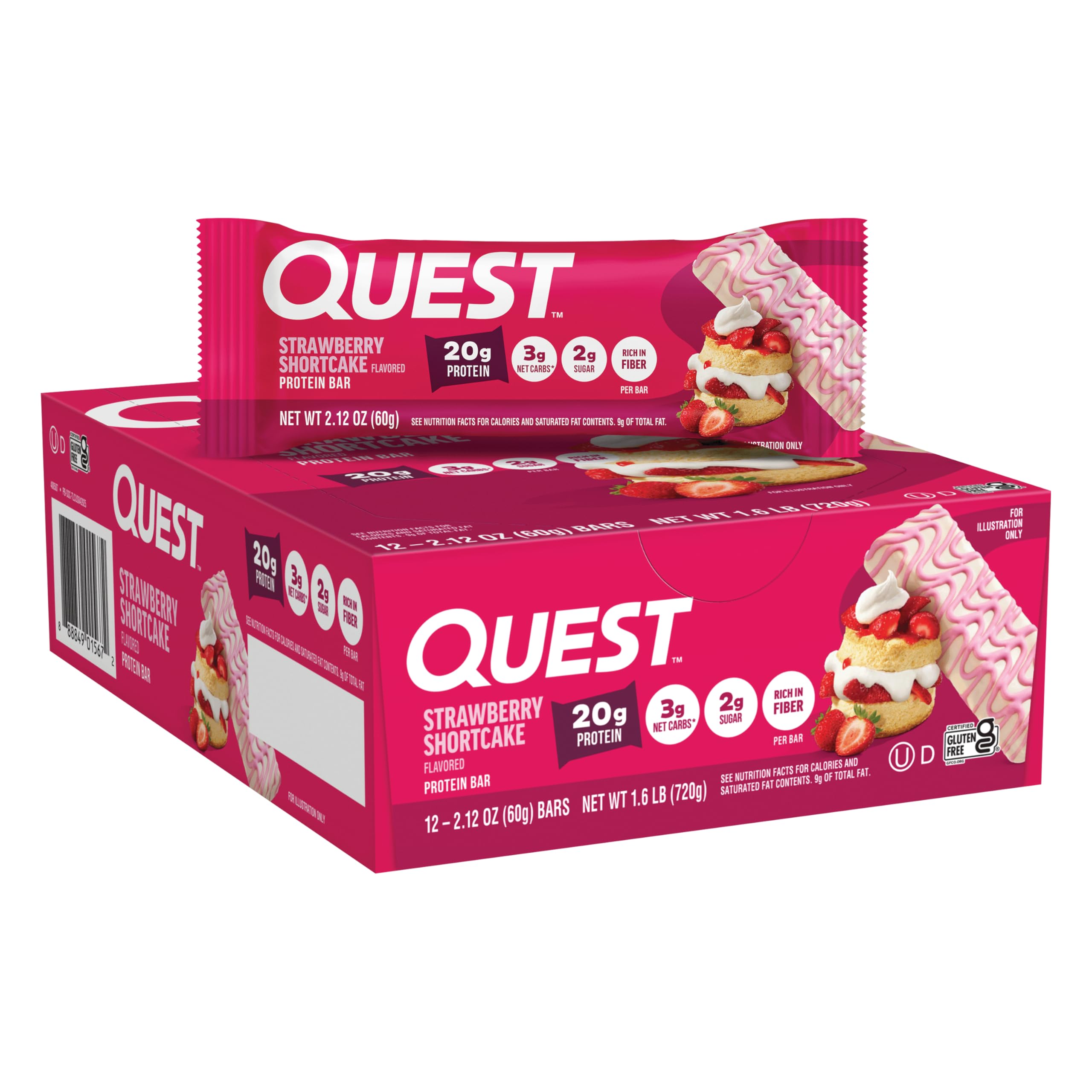 Quest paquete frontal mostrando diseño y beneficios en etiqueta