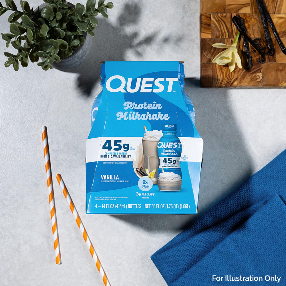 Twelve Quest bottles arranged to show 12-count pack for stocking up benefit