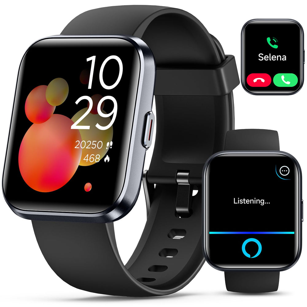 Quican smartwatch front view showing vibrant 1.8 inch screen and clear icons for quick glance use