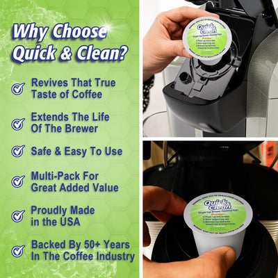 Quick & Clean etiqueta con instrucciones y beneficios para uso seguro