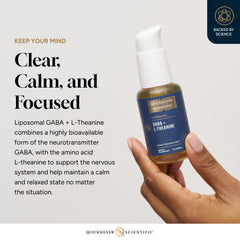 Etiqueta del producto Quicksilver con información de ingredientes y ventajas liposomales visibles