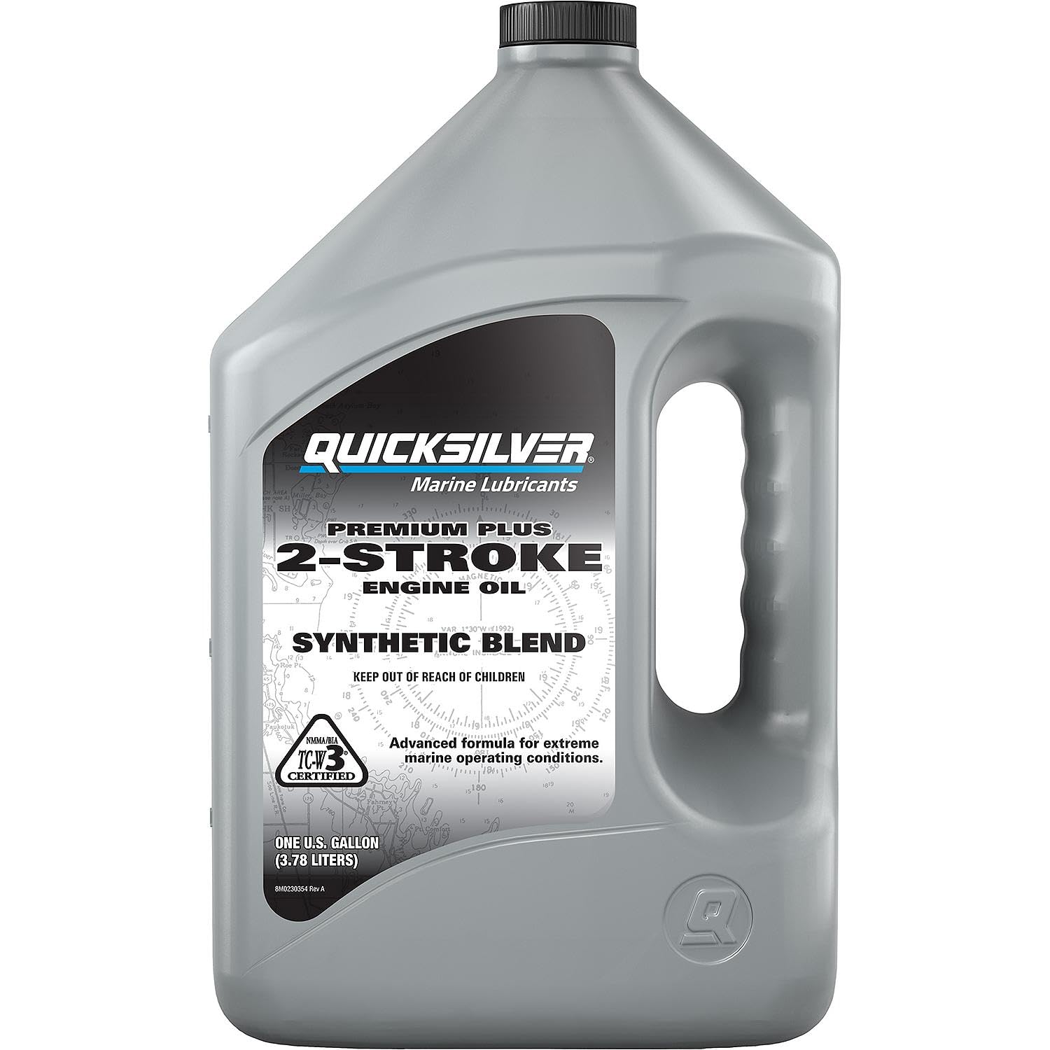 Quicksilver front label on 1-gallon bottle showing product identity and protection