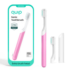 Quip vista frontal con funda magenta mostrando portabilidad y protección