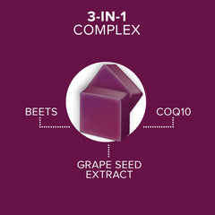 Qunol ingredient label detail highlighting beet root, CoQ10 and grape seed