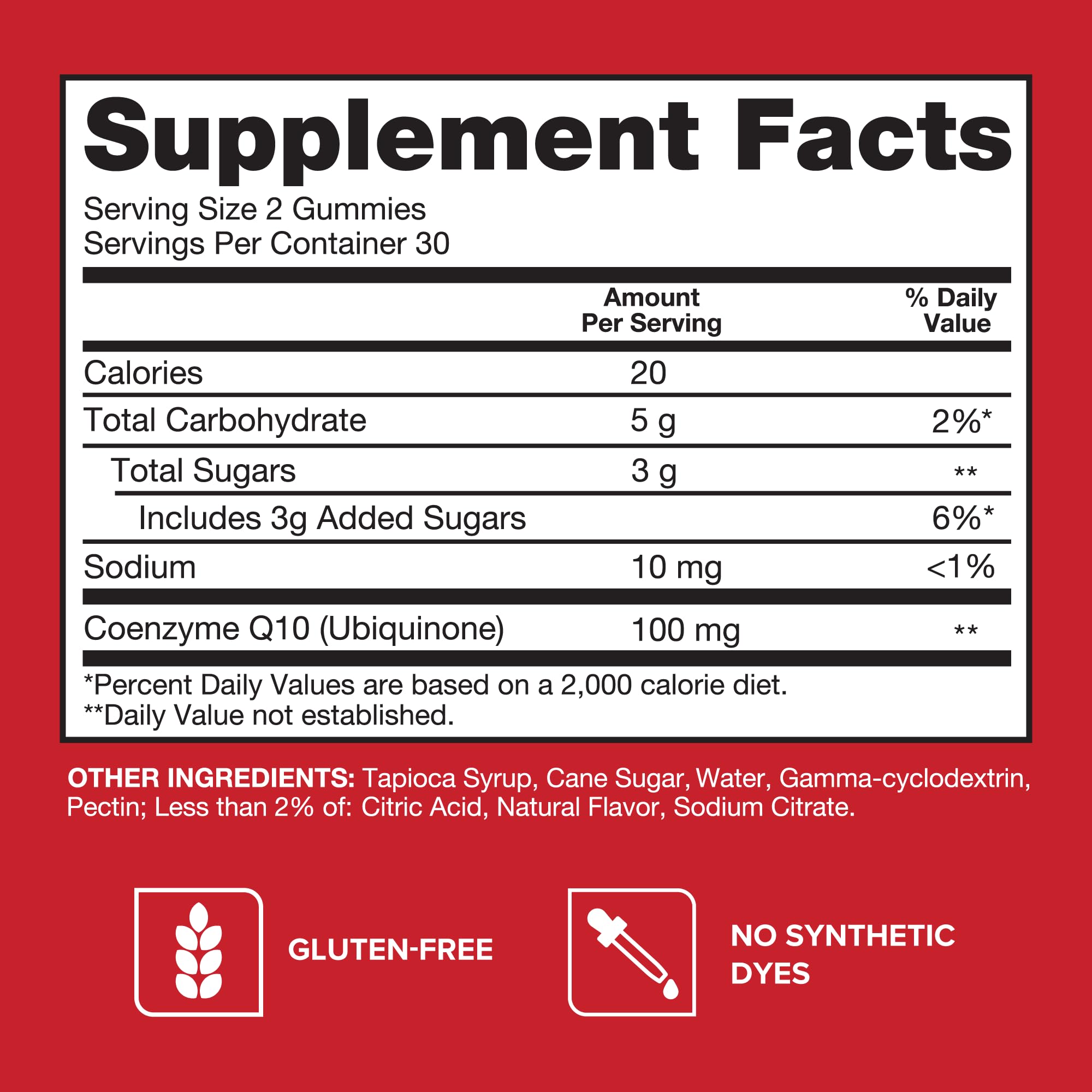 Side view of Qunol jar nutrition facts label for ingredient clarity
